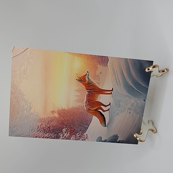 4x6 Fox in the Snow Winter Landscape‎ Watercolor Oil Painting Art Print - Picture 4 of 4